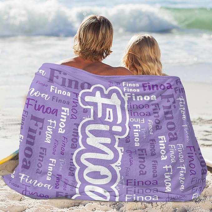 Custom Blanket with Name Personalized Blankets for Kids Adult Boys Girls Flannel Monogrammed Customized Blankets Throw (60''x80'')