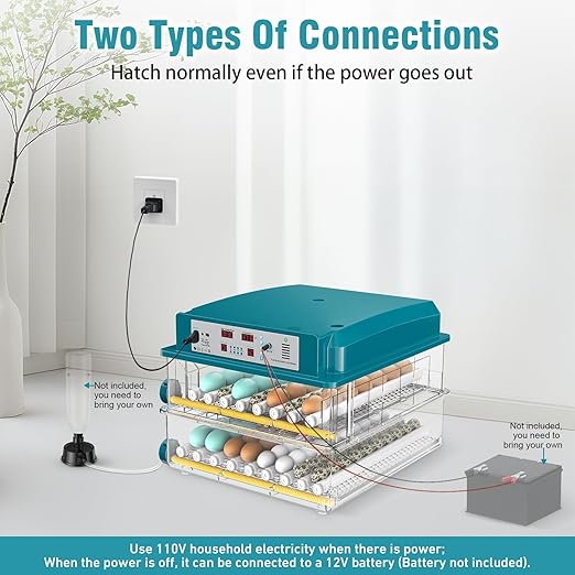 120 Egg Incubator with Humidity Display, Automatic Temperature Control and Egg Turner, Auto Water Replenishment for Hatching Chickens Quail Duck Goose