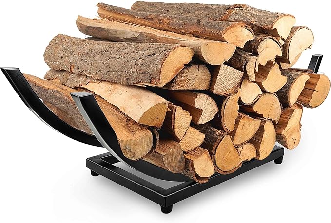 Curved Firewood Rack Firewood Holder: 22 Inch Heavy Duty Small Firewood Holder for Fireplace Indoor - Outdoor Log Rack Wood Holder
