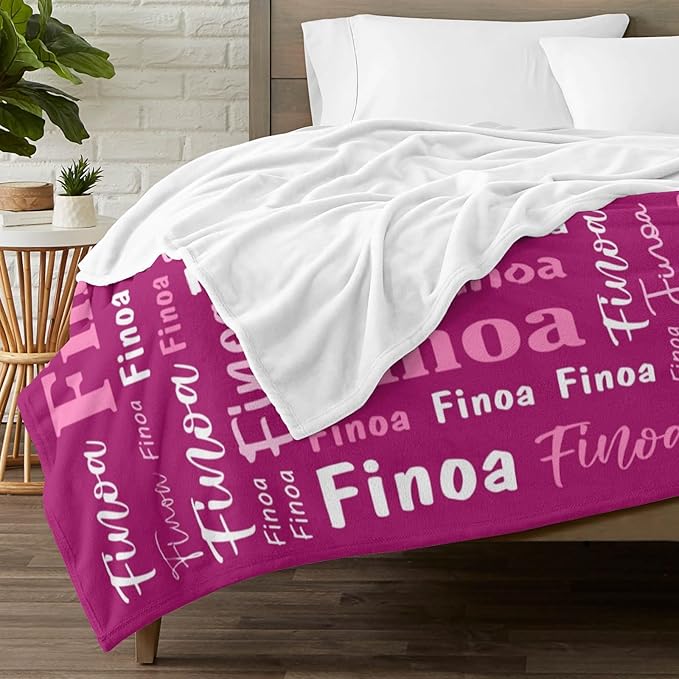 Custom Blanket with Name Personalized Blankets for Kids Adult Boys Girls Flannel Monogrammed Customized Blankets Throw (30''x40'')