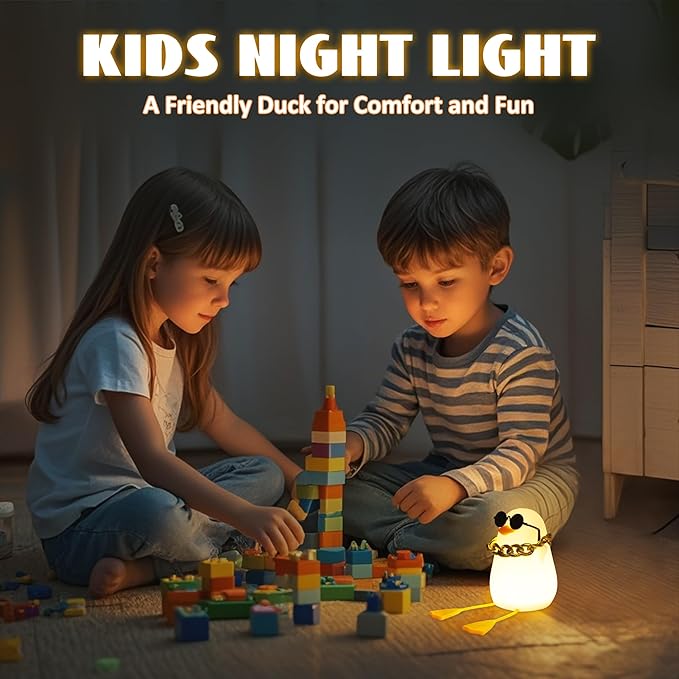Duck Night Light, Silicone Duck Lamp, Cute Bedside Duck Goose Funny Nightlight with Dimmer and Timer for Room Decor, Duck Gifts for Girls,Boys, Women, Little One-Hip Hop Duck