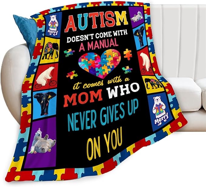 Autism Blanket Autism Awareness Throw Blankets Gifts for Girls Boys Kids Soft Cozy Fleece Plush for Couch Sofa Bed 50"x40"