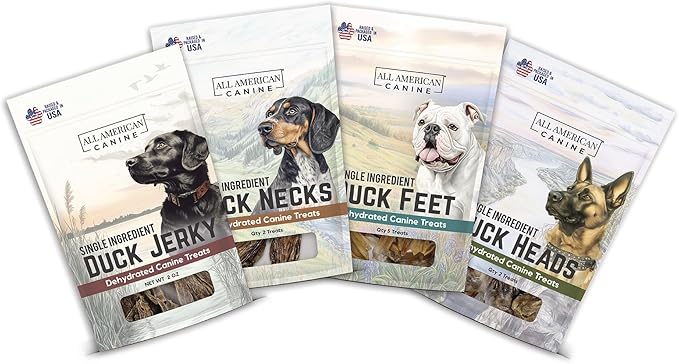 Quack Pack – Dehydrated Duck Feet, Necks, Heads and Jerky for Dogs – Single Ingredient, High Protein Chews – Grain-Free, Made in USA