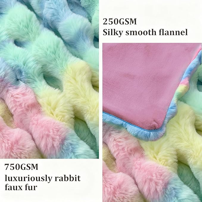 Faux Fur Twin Blanket for Couch, 1000 GSM Cozy Fuzzy Fluffy Soft Plush Thick Bubble Sherpa Blanket for Sofa Bedroom Living Room, Mothers Day Birthday Gifts for Women Home Decor