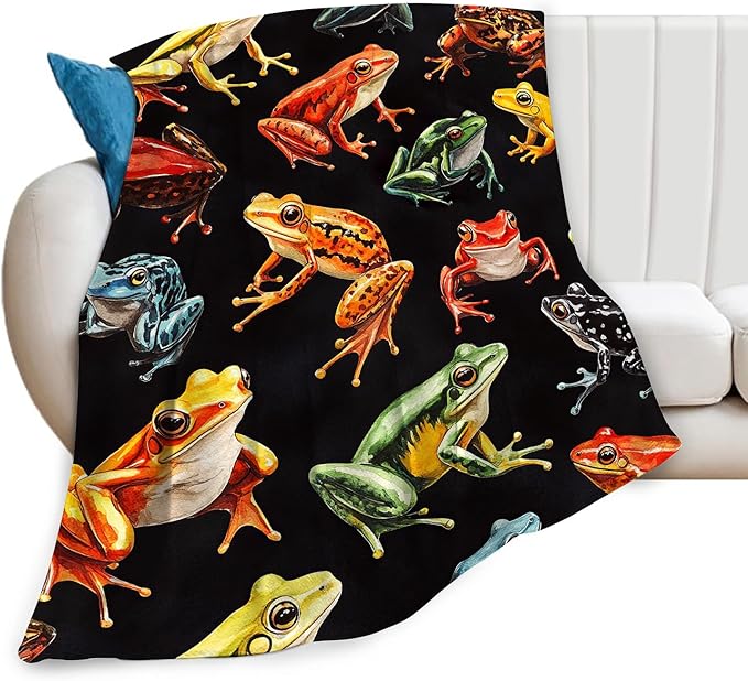 Frog Blanket Gifts for Girls Boys Soft Warm Plush Colorful Frog Animal Throw Blanket Flannel Fleece Fuzzy Blankets for Kids Lover Bed Couch Living Room Decor 60"X50"
