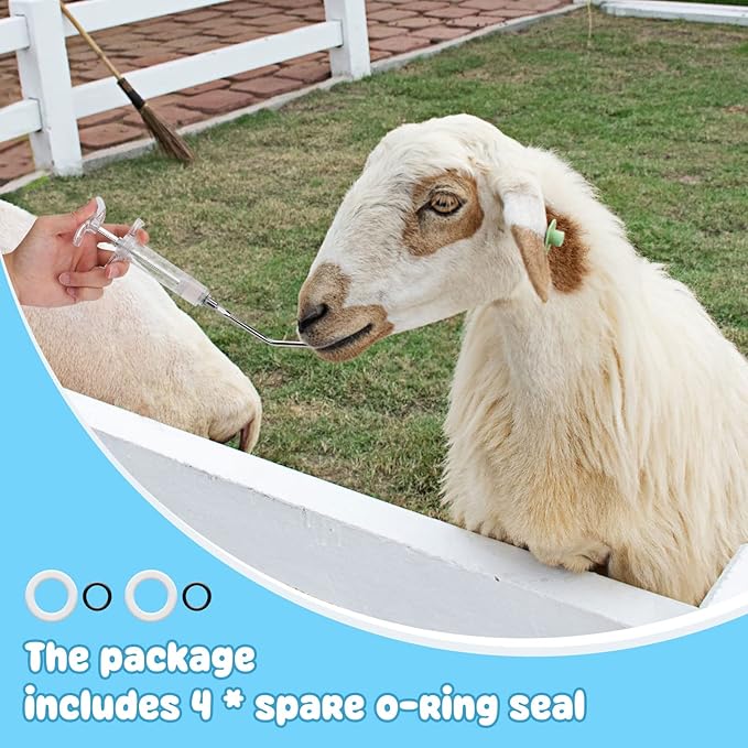 2 Pieces Reusable Goats Syringe with 2 Drench Nozzle, Adjustable Dosage Detachable Sheep Drench Livestock Syringe for Sheep Baby Goat Supplies - 20ML