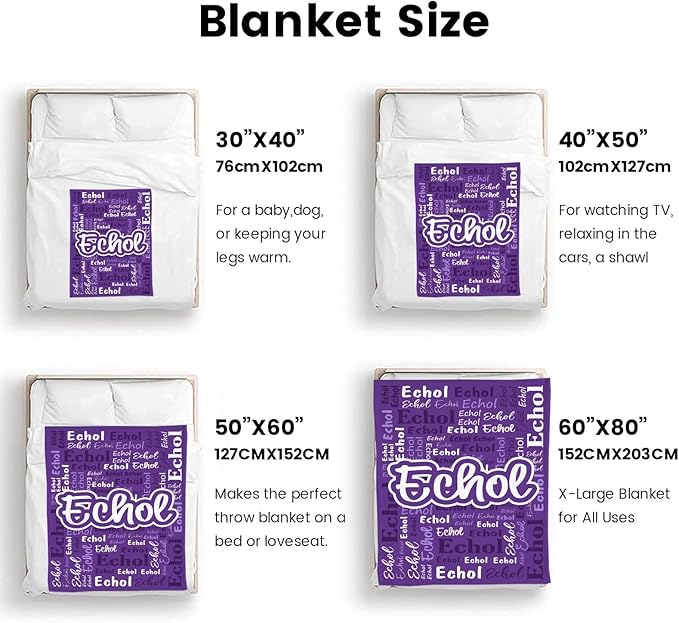 Custom Blanket with Name Personalized Blankets for Kids Adult Boys Girls Flannel Monogrammed Customized Blankets Throw (60''x80'')