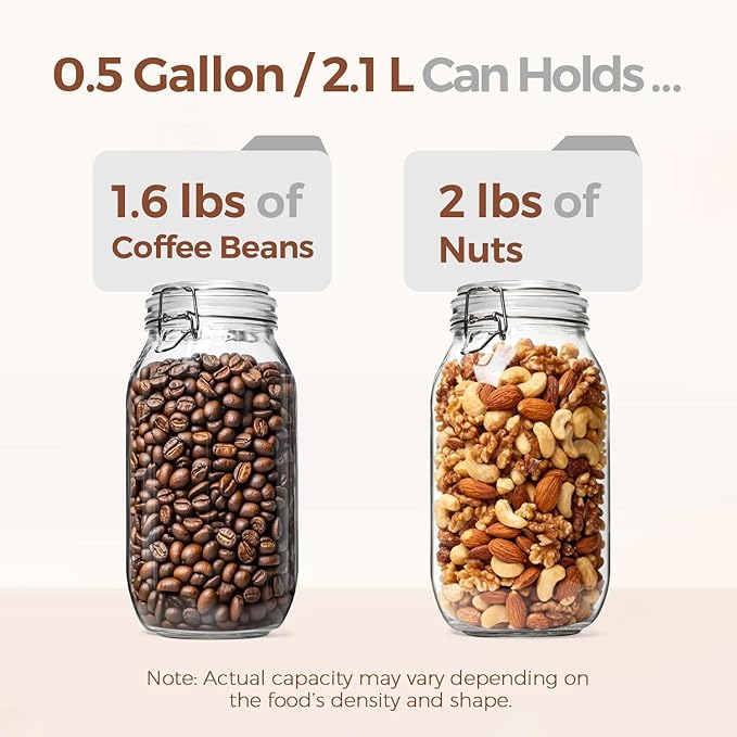 ComSaf Large Glass Jars with Lid 0.5 Gallon, Large Mason Jars Set of 3, Glass Canisters with Airtight Lids, Half Gallon Canning Jar with Seal Wire Clip Fastening for Kitchen, Pickle, Flour, Sugar