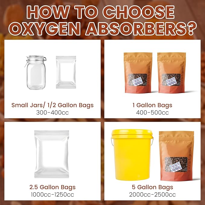 400 Count 500cc Oxygen Absorbers, 10 Individually Vacuum Sealed Packs with Oxygen Indicator, Mylar Bag Food Storage, Canning Jars, Freeze Dryer Storage, Dehydrated and Preserved Foods