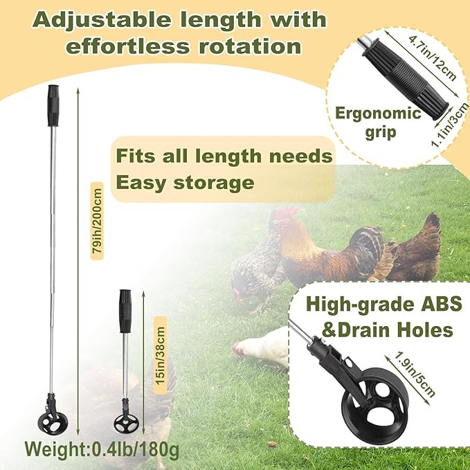 2Pcs Egg Grabber for Chicken Eggs, Extendable Egg Picker Tool with Ergonomic Handle, Stainless Steel Long Grabber Reacher for Coop, Poultry Nest, Farm & Outdoor Egg Collector