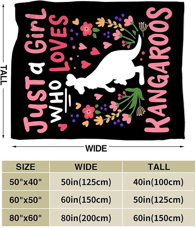 Just A Girl Ultra Soft Cozy Kangaroos Throw Blanket Fleece Fuzzy Plush Bedding - Kangaroos Lover Gifts for Women, Girls, Kids, Adults - 80"x60"