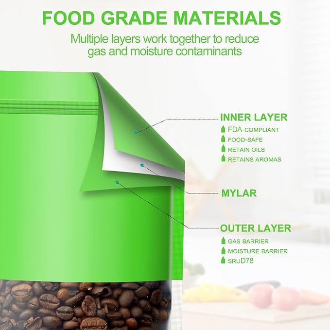 100 Pack Smell Mylar Proof Bags for Food Storage, Resealable Packaging Bags for Small Business, Stand Up Foil Pouches Reusable Heat Sealable Bags with Clear Window (Green, 7.8x11.8 In)