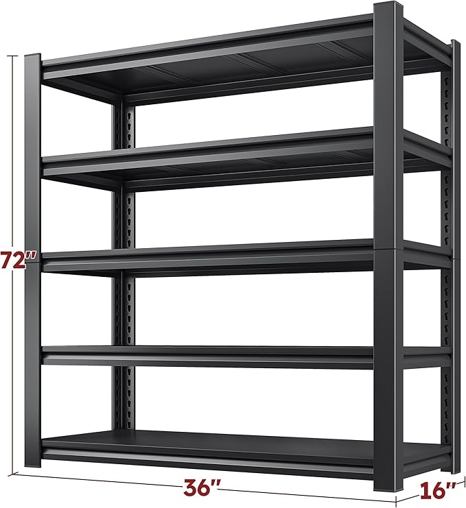 REIBII Garage Shelving 3000 LBS Storage Shelves Adjustable Heavy Duty Shelving Units and Storage Rack for Garage, Basement,2 Pack