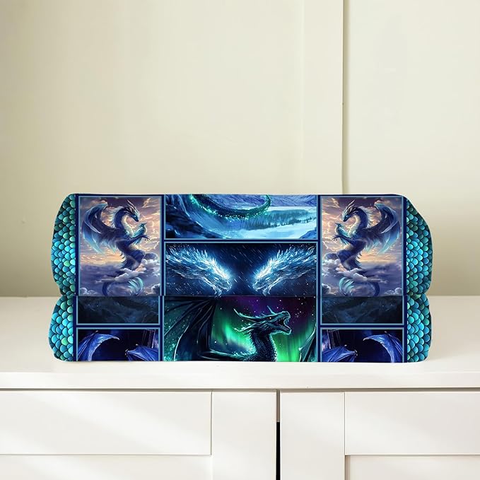 Dragon Blanket, Dragon Throw Blanket, Dragons Gifts Blankets Stuff Fleece Flannel Plush for Men Boys Women Girls Lovers Adults Soft Bedding Gift for Sofa Bed Office Home Decor 60"x50"
