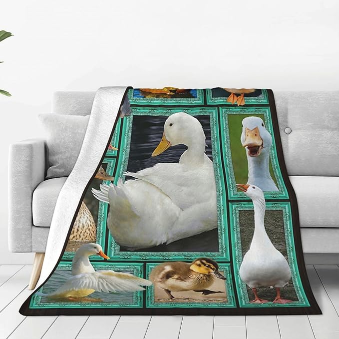 Duck Decor Throw Blanket - Super Warm Soft Plush Lightweight Fleece Flannel Goose Blanket Gifts for Girls & Boys, Kids to Adults - Winter Couch Bedding 60"X80"
