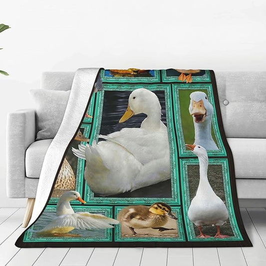Duck Decor Throw Blanket - Super Warm Soft Plush Lightweight Fleece Flannel Goose Blanket Gifts for Girls & Boys, Kids to Adults - Winter Couch Bedding 60"X80"