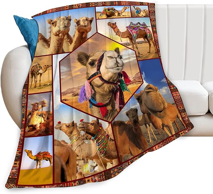 Camel Blanket Ultra Soft Cozy Camel Throw Blanket Fleece Fuzzy Plush Bedding Desert Camel Lovers Gifts for Women Girls Kids Adults 80"x60"