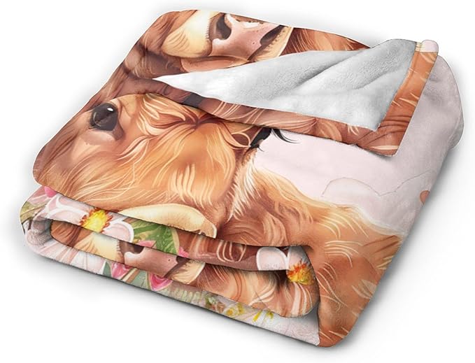 Highland Cow Blanket Cute Cow Throw Blanket Highland Cow Gifts and Decor Cow Blanket for Girls Women Kids Adults Soft Warm Cozy Fleece Blanket for Couch Sofa Bed 50"x40"