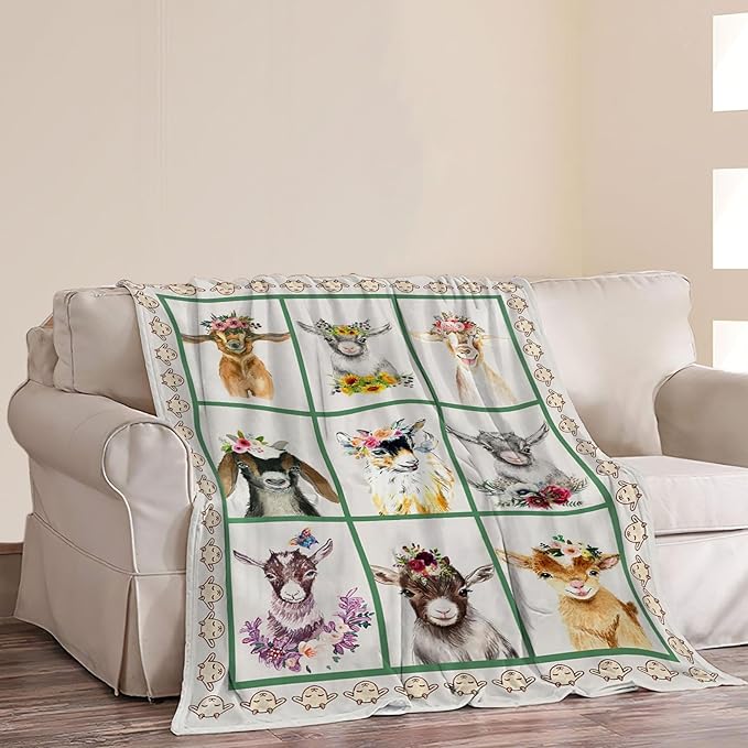 Cute Lamb Blanket Goat Sheep Baby Decor Throw Blanket Super Warm Soft Plush Fleece Flannel Farmhouse Blanket Gifts for Girls Kids Women Boys for Winter Couch Bedding 50"X60"