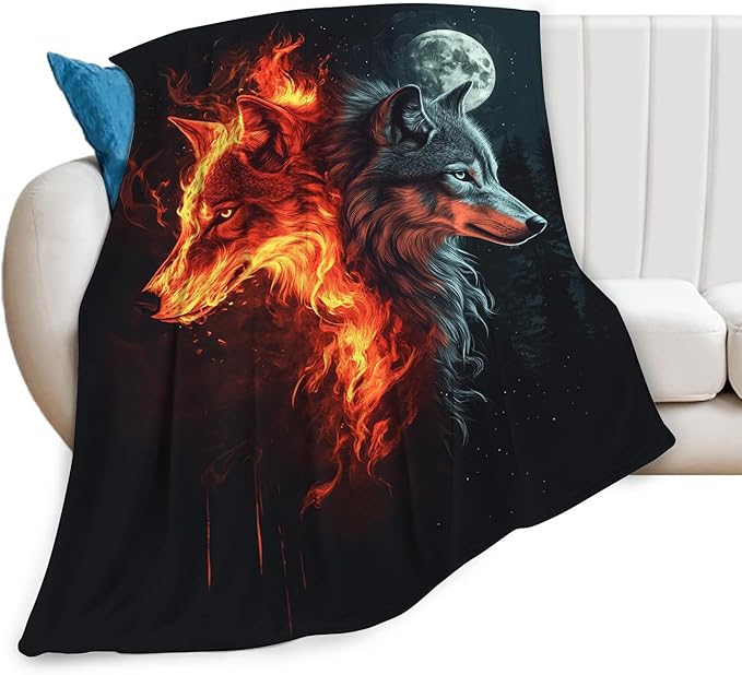 Wolf Blanket, Wolf Throw Blankets, Cool Wild Animal Fuzzy Plush Blanket Ultra Soft for Wolves Lover Gift Kids Teens Women Men Girls Boys Stuff Decor for Bedding Sofas Couch 80"X60"