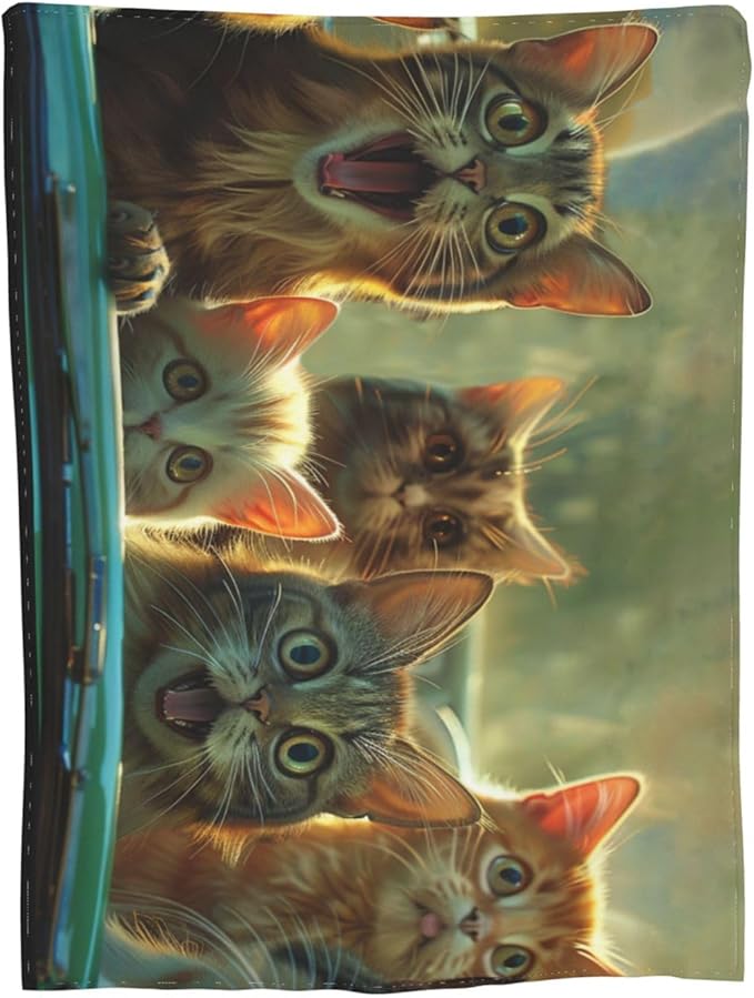 Cat Throw Blanket Cute Cats Decor Blanket Super Cozy Plush Lightweight Soft Plush Flannel Fleece Blanket Gifts for Cat Lover Girls Boys Kids Women Men Teenager for Sofa Bed Couch 50"X40"
