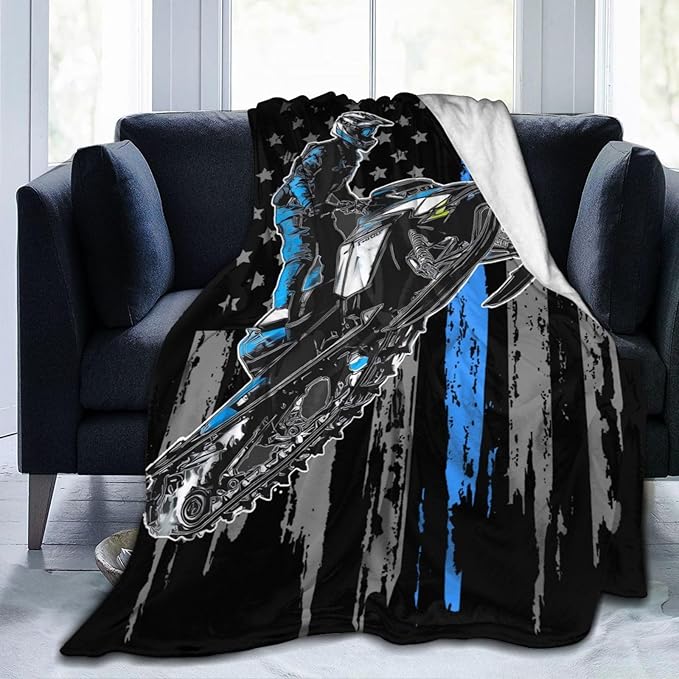 Snowmobile Blanket Gifts for Girls Boys Skiing Sports Throw Blankets Cozy Plush Fleece America Flag Flannel Fuzzy for Men Women 50"X40"