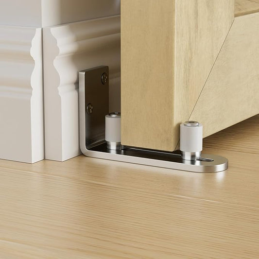 CCJH Barn Door Floor Guide Stainless Steel Adjustable Sliding Door Bottom Guide Ball Bearing Wall Mount- Non-Scratch