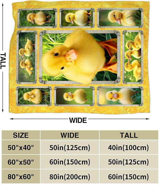 Duck Blanket, Cute Yellow Duck Throw Blanket, Ducks Gifts Blankets Stuff Fleece Flannel Plush for Girls Women Men Boys Lovers Adults Soft Bedding Gift for Sofa Bed Office Home Decor 60"x50"