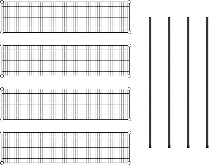 Commercial NSF Listed Black Epoxy Stationary Wire Shelving Kit 14" x 54" x 54", with 4 Shelves Perfect for Warehouse, Walk-in Refrigerator, Freezer, Grocery Store, Restaurant, Dishroom