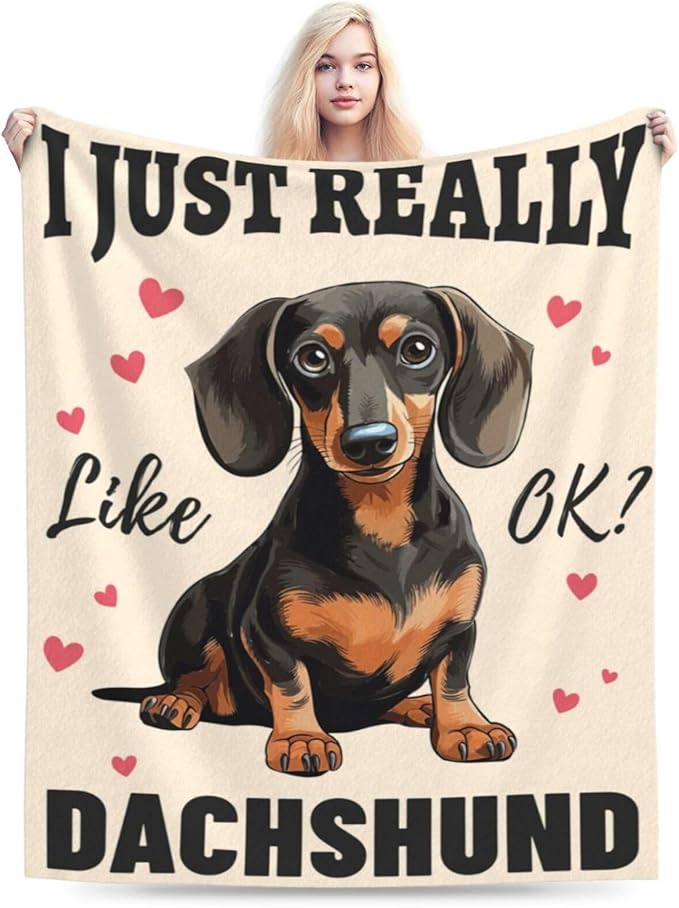 Dachshund Blanket, Soft Plush Fleece Weiner Dog Animal Throw Blanket - Cozy Warm Stuffed Blankets Bedding Dachshund Gifts for Women Girls Kids Adults 50"X60"