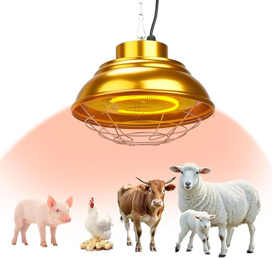 Heat Lamp for Chicken Coop WithFuse, 600 Watts Carbon Fiber Chicken coop Heater, Adjust 2 Mode Temp&Hanging Height, Waterproof For indoor &Outdoor Used,Suitable for Amphibians,chick,Duck,Pets