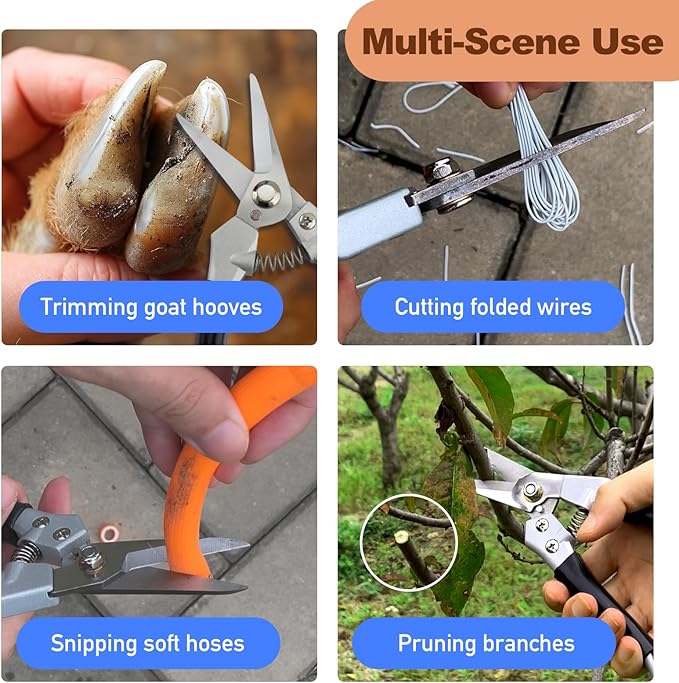 Goat Hoof Trimmers and Farrier Shears – Versatile Hoof, Wire, and Pipe Cutting Tool for Livestock – Silver (2pack)