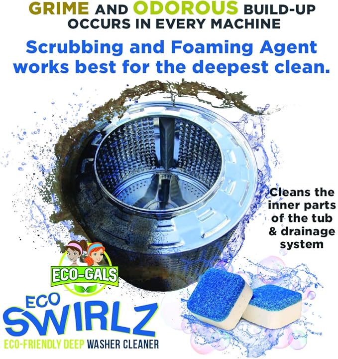 Eco Swirlz Washing Machine Cleaner with Bonus Eco Scrubz Dishwasher Cleaner Add On 36 Count Deep Cleaning Tablets