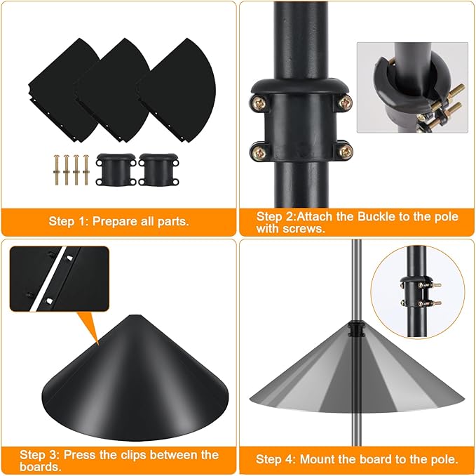 FEED GARDEN 92 Inch Adjustable Shepherd Hook with Squirrel Baffles Heavy Duty Garden Hooks 5-Prong Base Bird Feeder Pole with Three Hooks for Hanging Plant Baskets Solar Lights Lanterns