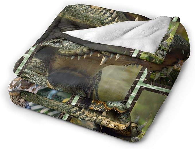 Crocodile Blanket Alligator Throw Blanket Cozy Plush Fleece Flannel Animal Blankets Lightweight Fuzzy Party Gifts for Girls Boys Women Men 80"X60"
