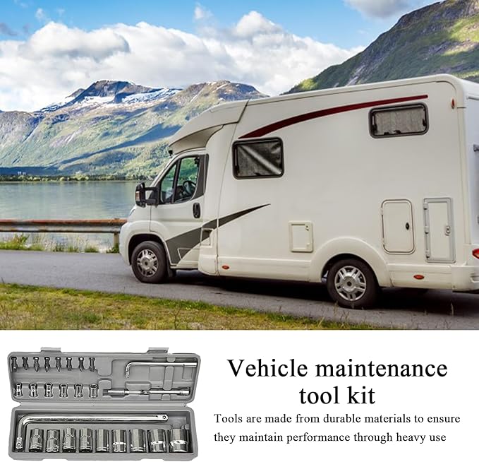 Mechanic Socket Set | 27-Piece Ergonomic Heavy Duty Professional - Full Socket Home Tool Kit with Storage Case - for Automotive Truck Home Workshop Garage Repair Maintenance Daily Care