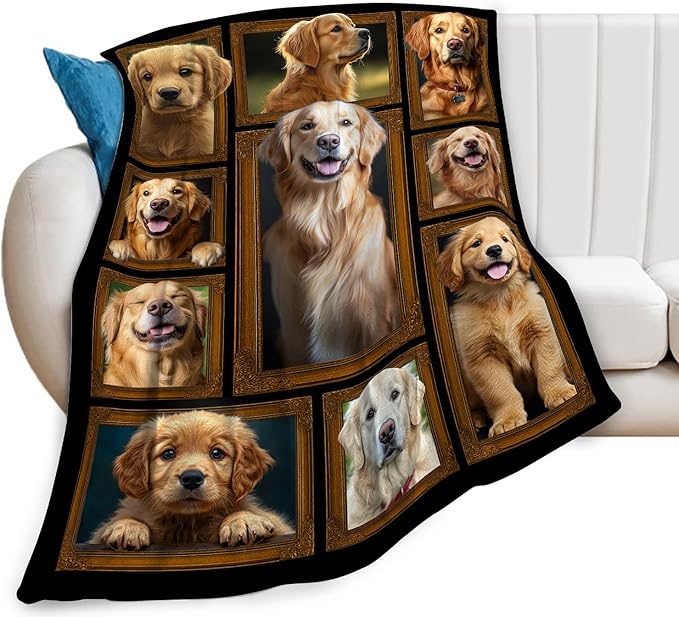 Golden Retriever Blanket, Golden Retriever Dog Throw Blanket, Dog Pet Gifts Blankets Stuff Fleece Flannel Plush for Girls Women Lovers Adults Soft Bedding Gift for Sofa Bed Office Home Decor 80"x60"