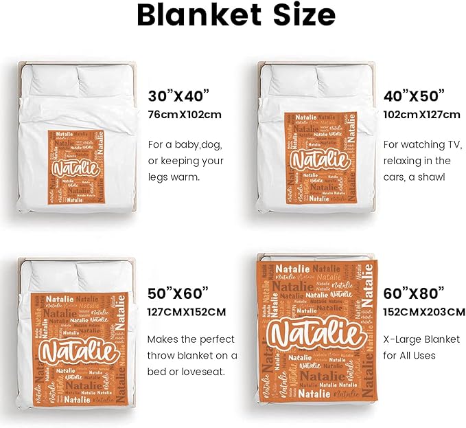 Custom Blanket with Name Personalized Blankets for Kids Adult Boys Girls Flannel Monogrammed Customized Blankets Throw (50''x60'')