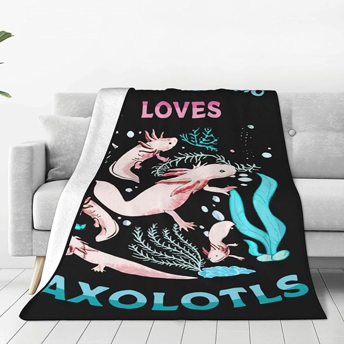 Axolotl Just A Boy Throw Blanket - Super Warm, Soft Plush, Lightweight Fleece Flannel - Axolotl Gifts for Boys, Girls, Kids, Women, Adults - Winter Couch, Bed - 60"X80"