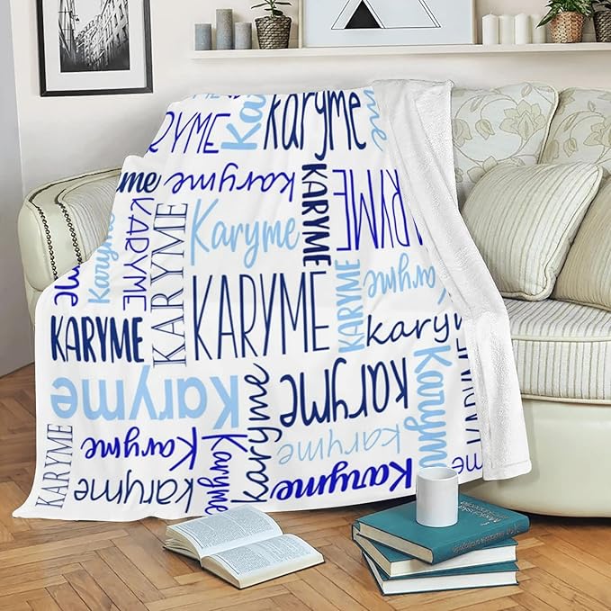 Personalized Blankets with Names Baby Gifts for Girls Boys Custom Soft Fleece and Sherpa Name Blanket for Kids and Adults Birthday for Daughter Son Granddaughter Grandson (White)