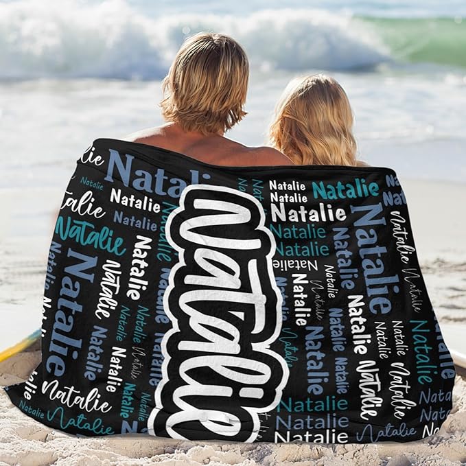 Custom Blanket with Name Personalized Blankets for Kids Adult Boys Girls Flannel Monogrammed Customized Blankets Throw (60''x80'')