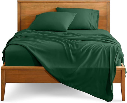 Bare Home Split King Sheet Set - 1800 Ultra-Soft Microfiber Bed Sheets - Double Brushed - Deep Pockets - Easy Fit - 5 Piece Set - Bed Sheets & Pillowcases (Split King, Forest Green)