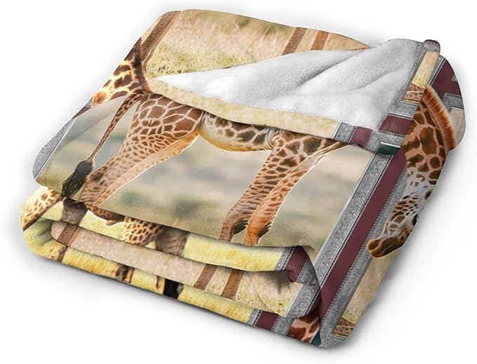 Giraffe Blanket Gifts for Girls Boys Soft Warm Plush Wild Animal Giraffe Throw Blanket Flannel Fleece Fuzzy Blankets for Kids Women Man Lover Bed Couch Living Room Decor 60"X50"