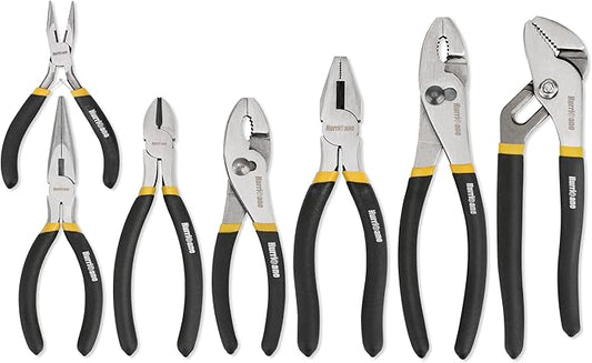 HURRICANE 7 Pieces Pliers Set, 8 inch Groove Joint Pliers, 8 inch Slip Joint, 7‘’ Linesman, 6‘’ Slip Joint, 6‘’ Diagonal, 6‘’ Long Nose, Mini Long Nose, for DIY & Home Use
