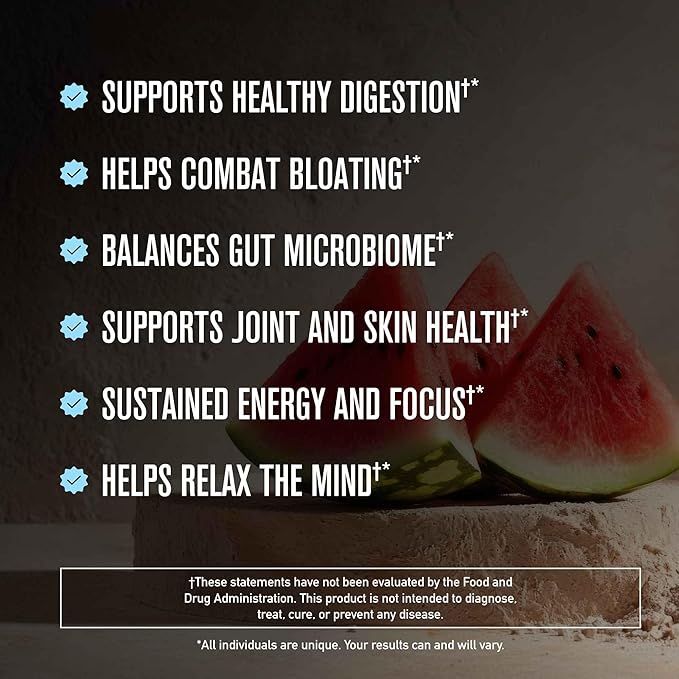 ROUNDHOUSE PROVISION Morning Kick by Chuck Norris - Watermelon Mint Flavor - Greens Superfood Powder with Probiotics, Collagen Peptides & Ashwagandha to Help Support Gut & Joint Health, 3 Pack