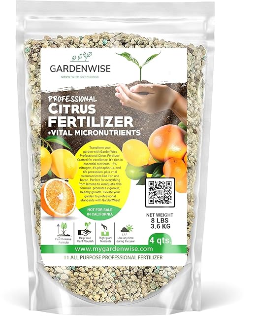 Professional Citrus Fertilizer + Vital Micronutrients; Perfect Balanced NPK for All Citrus; for Indoor and Outdoor Plants; Orange, Lime, Avocado and Lemon Tree Fertilizer (4 QUARTS)