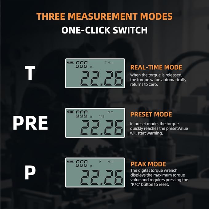 Digital Torque Wrench, 73.7 Ft.lbs/3-100 N.m, 1/2 in Drive Rachet Torque Wrench with Buzzer & LED Indicator Four Units of Measure Torque Wrenches Digital
