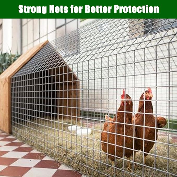 Wire Mesh Fence Roll 48inx50ft, 1/4inchx1/4inch 23GA Galvanized Steel Poultry Netting, Vinyl Coating Metal Wire Hardware Cloth Fence for Garden Yard Animals Plants Protection, Farm Fencing, Silver