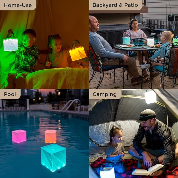 LuminAID Nova Colors Solar Camping Lantern - Twist-to-Inflate LED Lamp with 8 Color Modes Perfect for Camping, Hiking, Travel and More - Emergency Light for Power Outages, Hurricane, Survival Kits