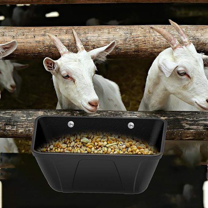Fence Hanging Chicken Feeder for Duck, Piglets, Goat Feeder Poultry Feeding Container for Livestock Feed Trough Water Bucket(4)